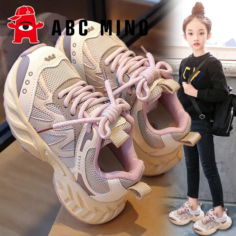 ABC MINO女童鞋子秋季2025新款儿童软底运动鞋女孩时尚老爹鞋轻便