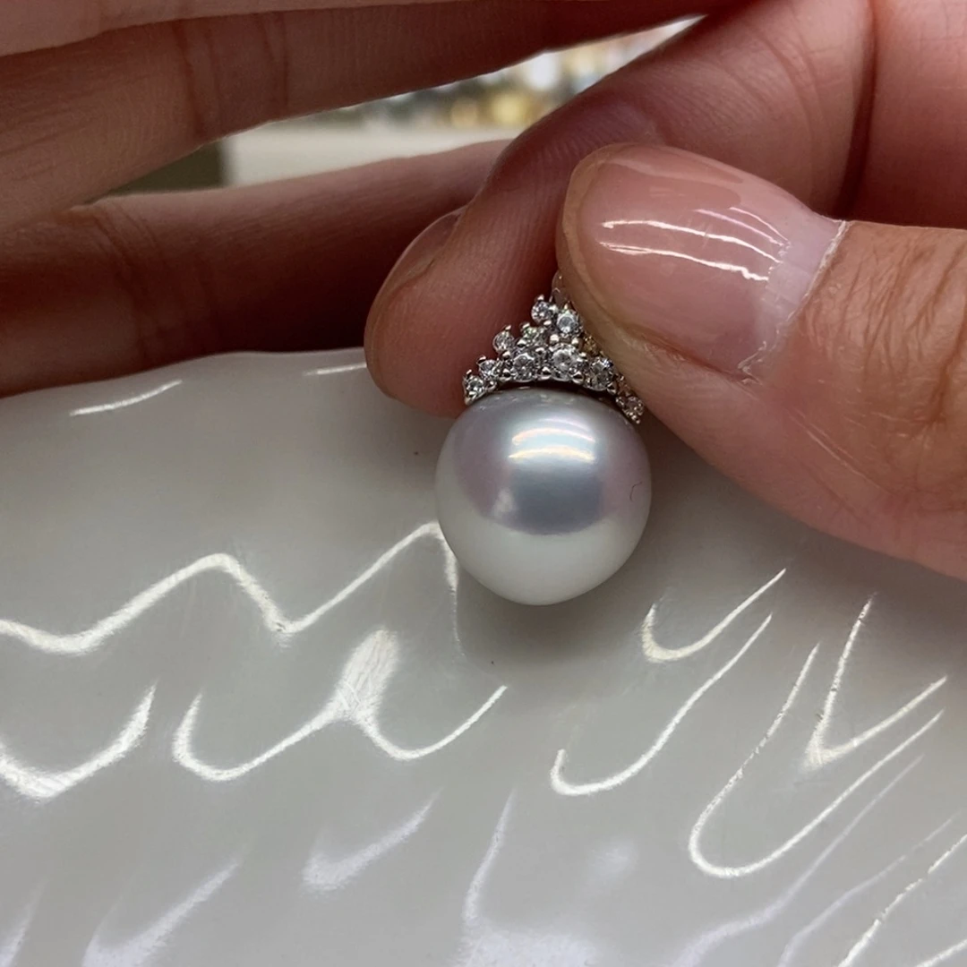 海水珍珠银S925镶嵌吊坠(不含链)