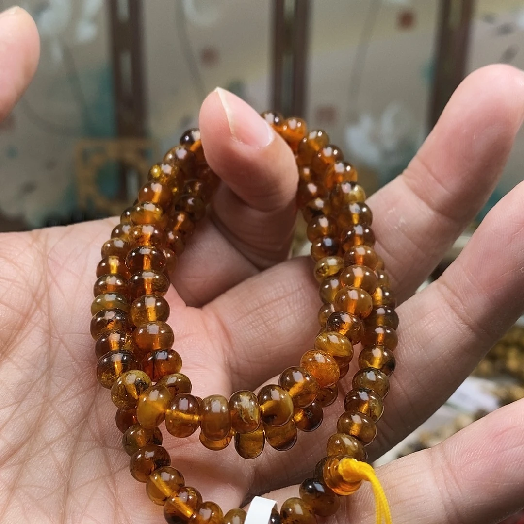 琥珀未镶嵌手链6蜜蜡108