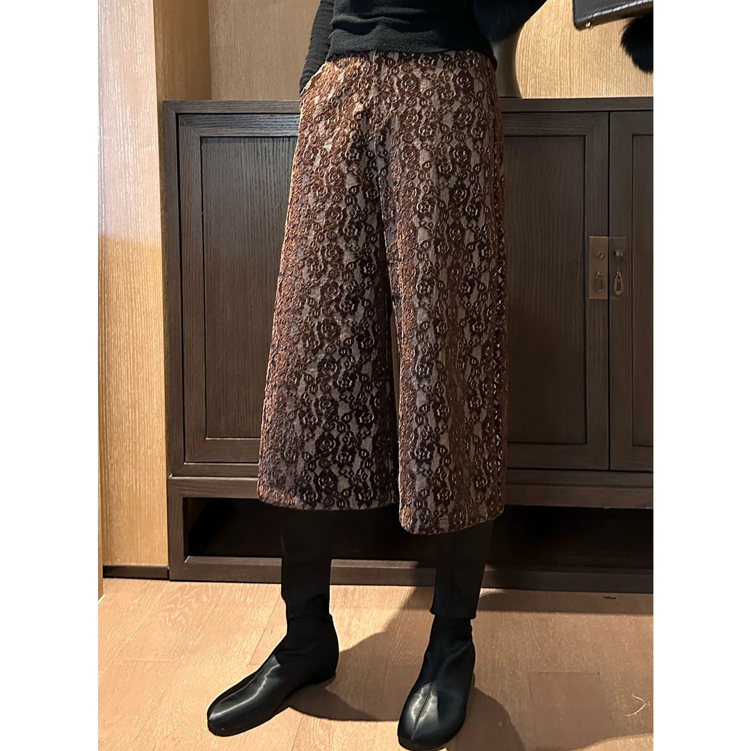 紫紫  中古蕾丝裤 新古典主义秩序提花维多利亚七分裤ZD10KZHJ331