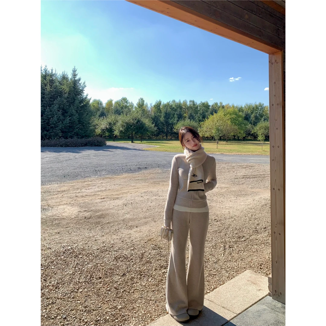Shirley【懒人乘机套装】秋季新款长袖两件套 拉链休闲运动风套装