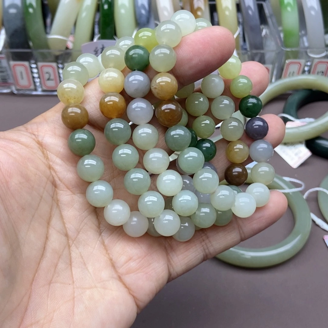 和田玉手串未镶嵌卡10