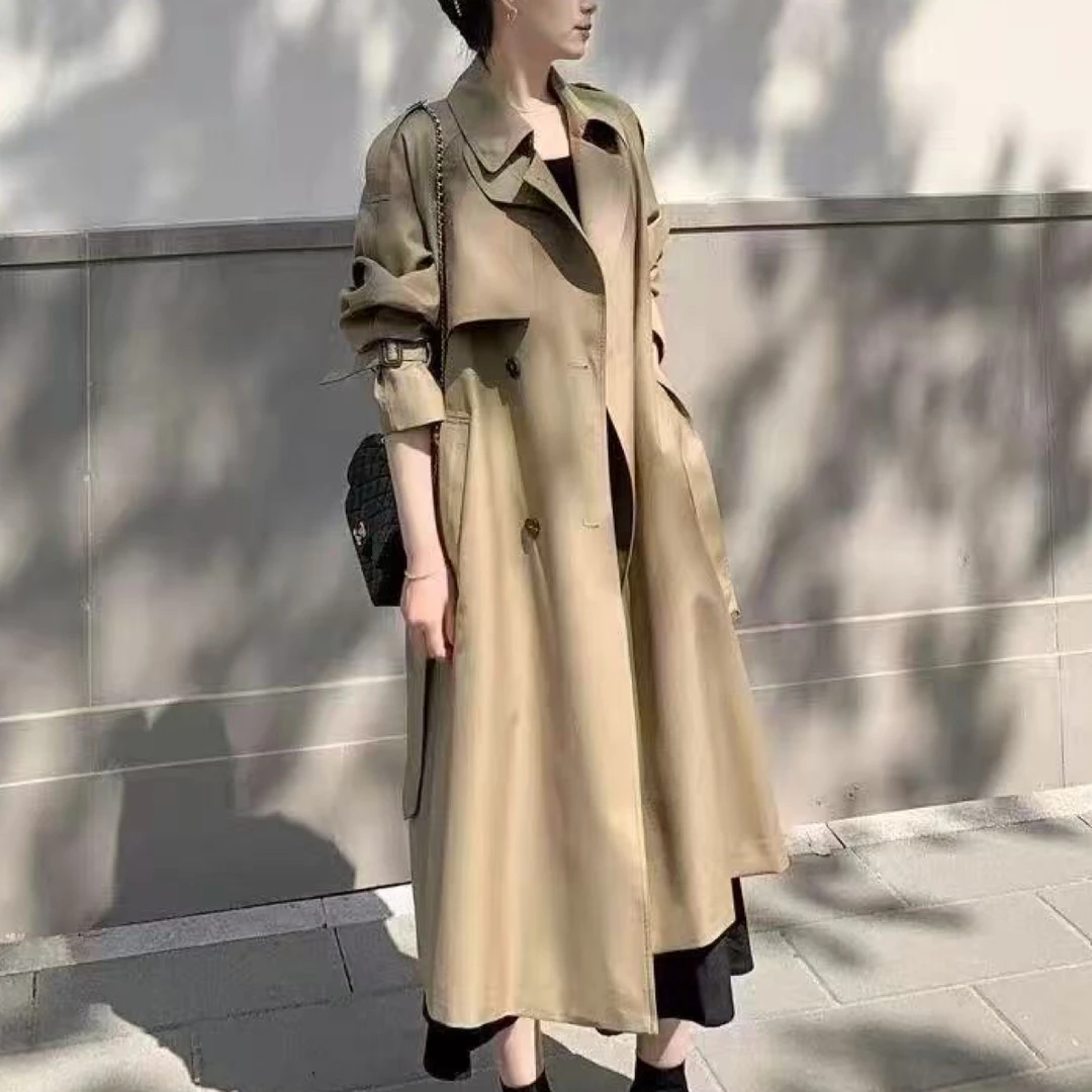 女士中长款英伦风时尚宽松百搭秋季风衣外套