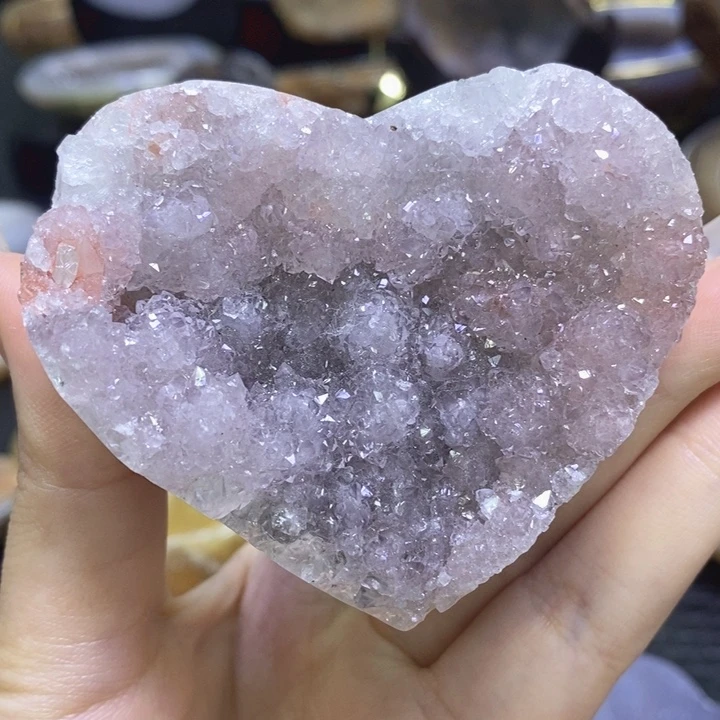 未镶嵌珠宝半成品紫晶双彩啵啵球爱心