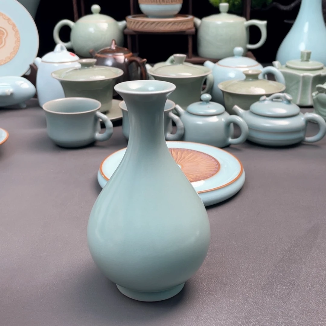 杯全手工不开片仿古釉小玉壶春瓶