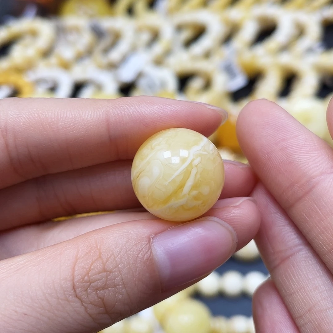 未镶嵌蜜蜡裸石圆珠17.9mm