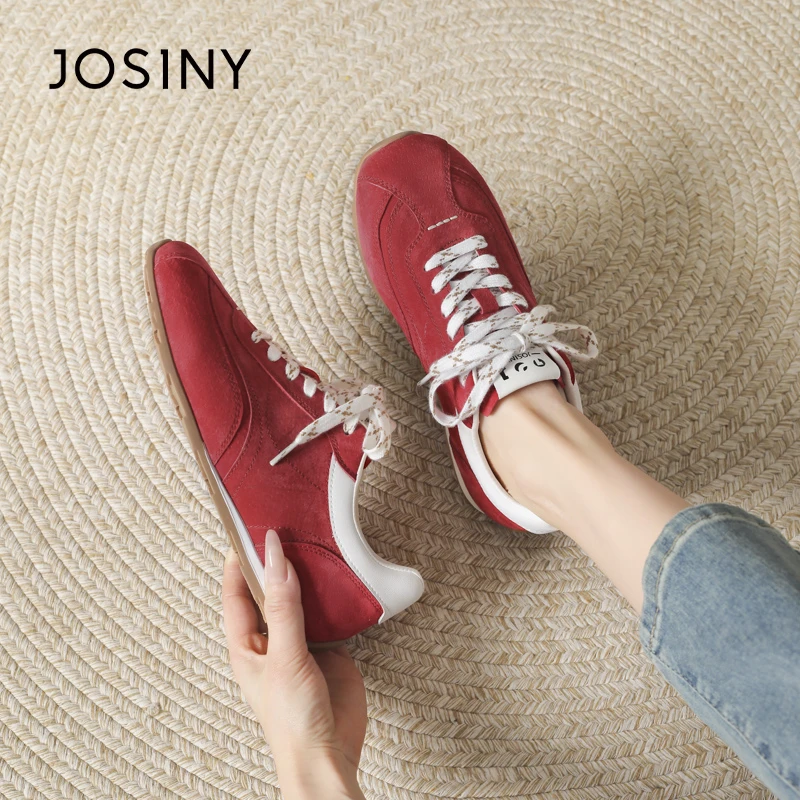 卓诗尼复古红色德训鞋女2025春夏季新款时尚软底超火百搭休闲女鞋