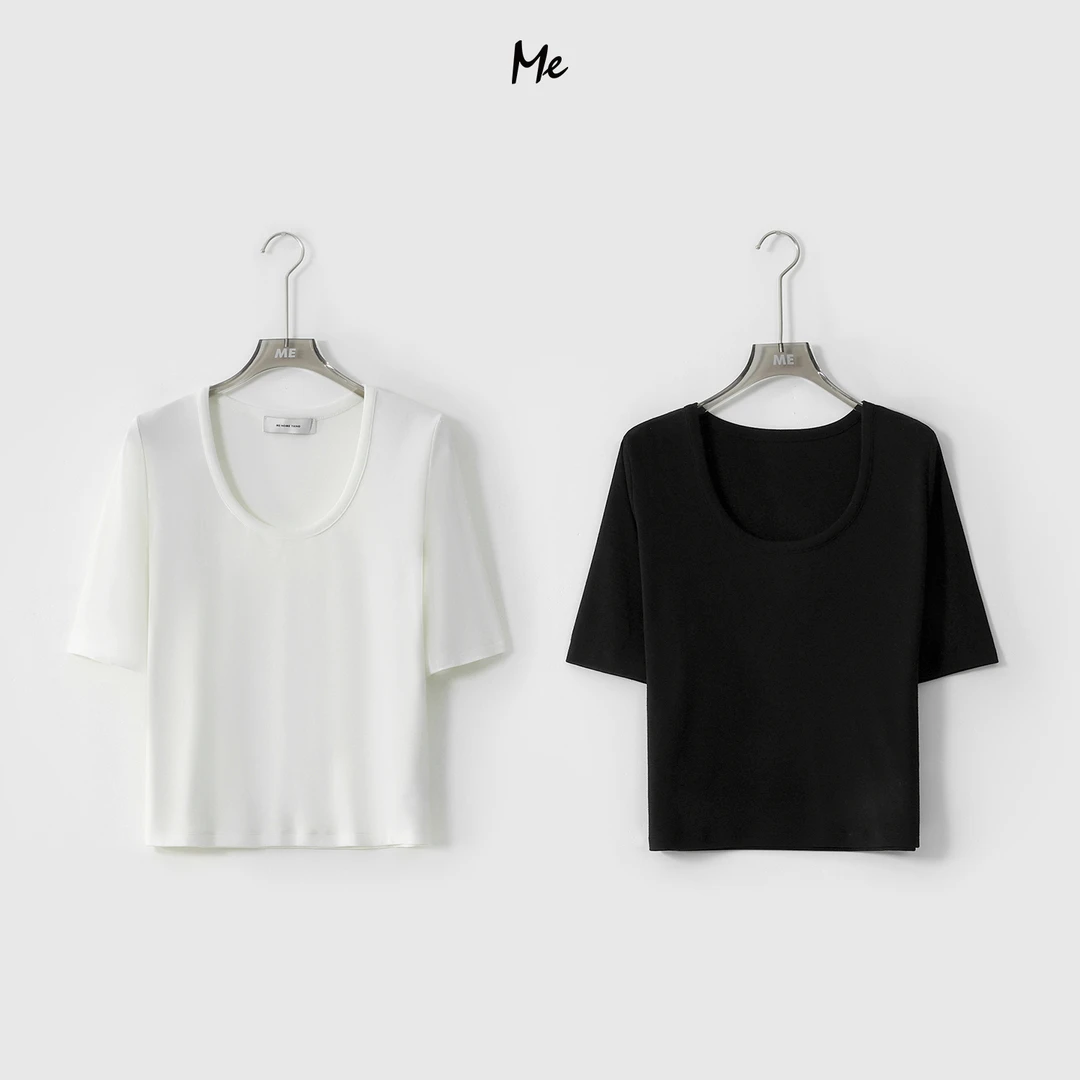 ME【土豆泥T】2025夏季新款显瘦女士时尚设计感小众中袖T恤女MEQC18