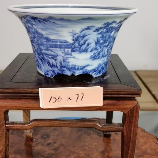 手工坯手绘青花釉下五彩