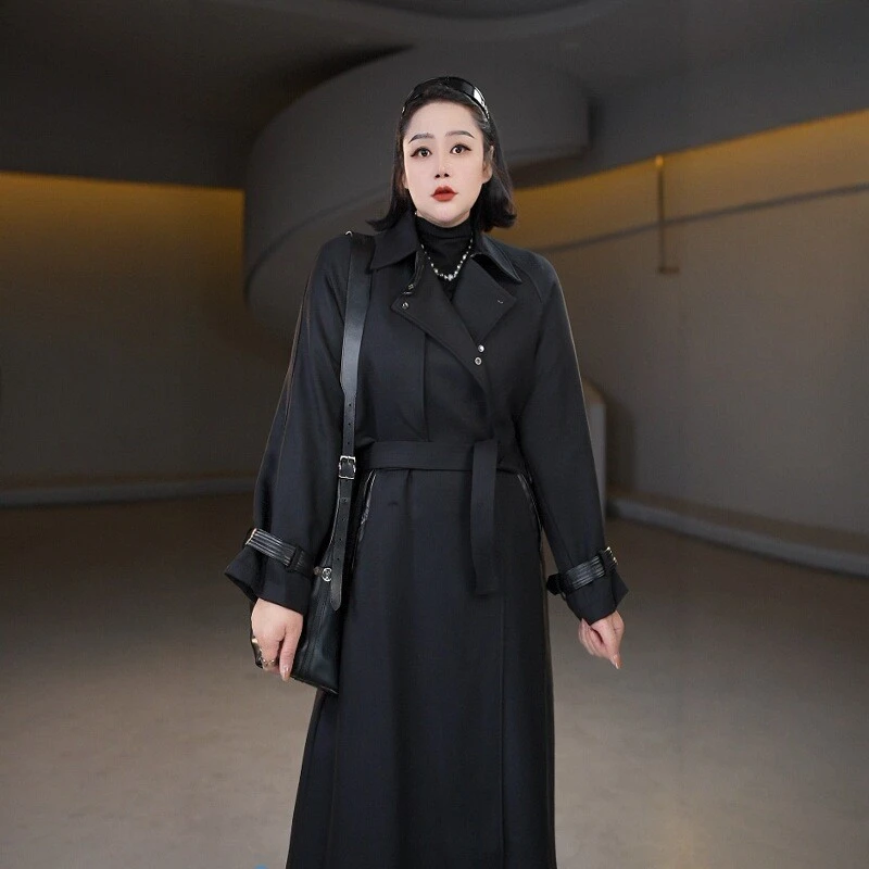 伊馨大码女装2025新款高级感修身贵气外套女春秋修身风衣