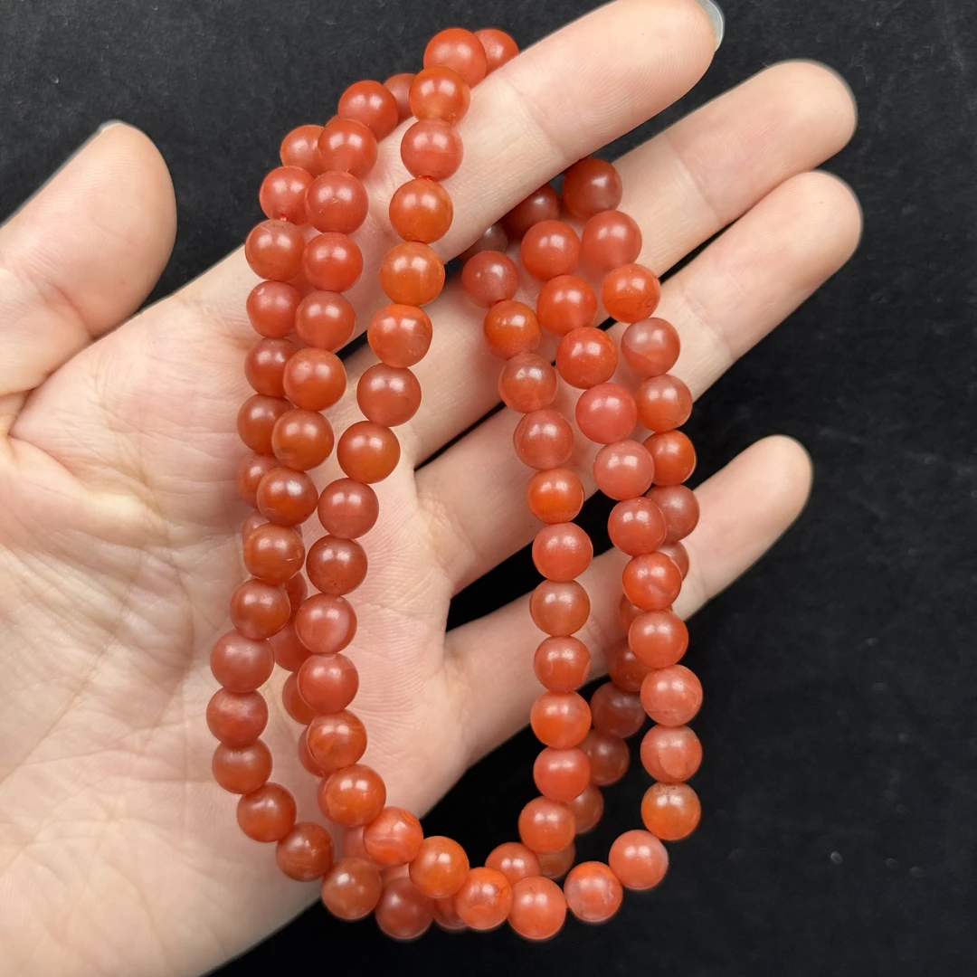 P2306天然南红 脖挂108 约7mm支持复检假一罚十