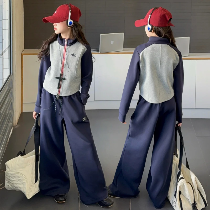 女童套装秋装2025新款儿童洋气开衫卫衣外套中大童休闲运动两件套