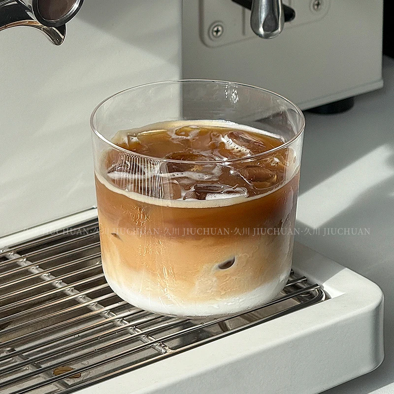 轻薄透明玻璃杯ins风咖啡厅dirty美式拿铁杯简约水杯牛奶杯冷饮杯