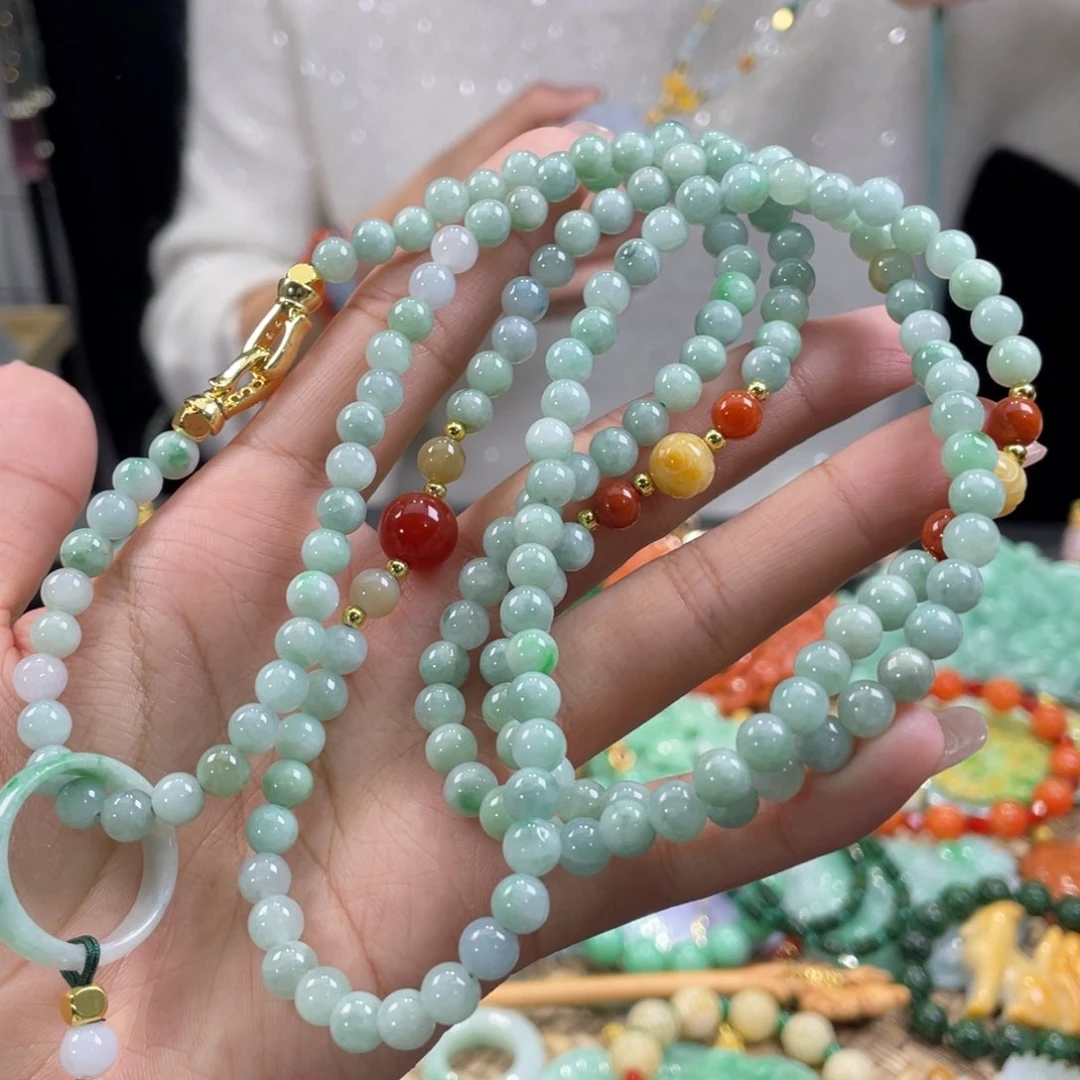 翡翠颈饰未镶嵌代编织