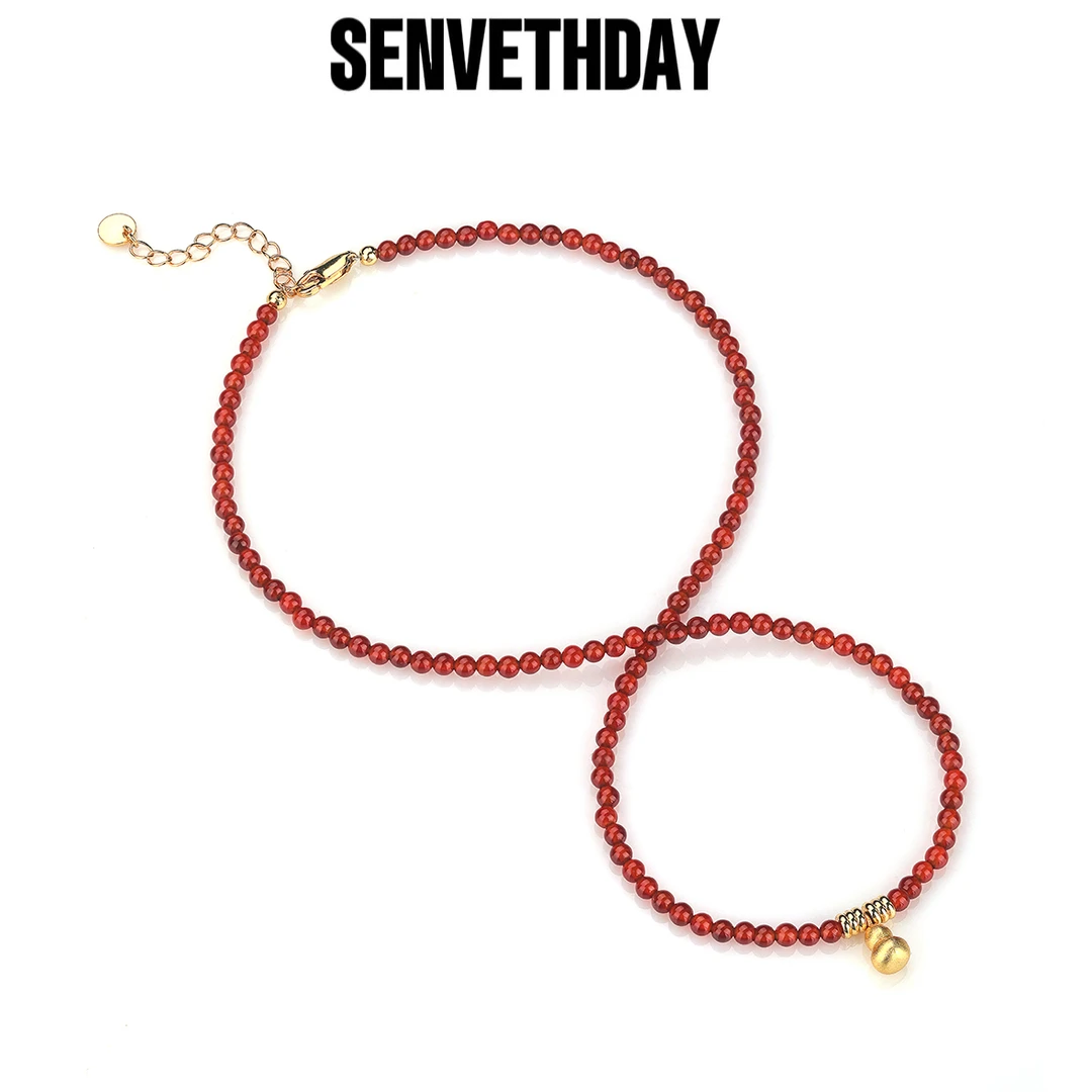Senveth Day 铜合金项链 红葫芦项链时尚简约复古百搭红色项链