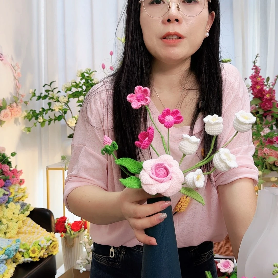 莱赛尔纤维棉手工钩织花束