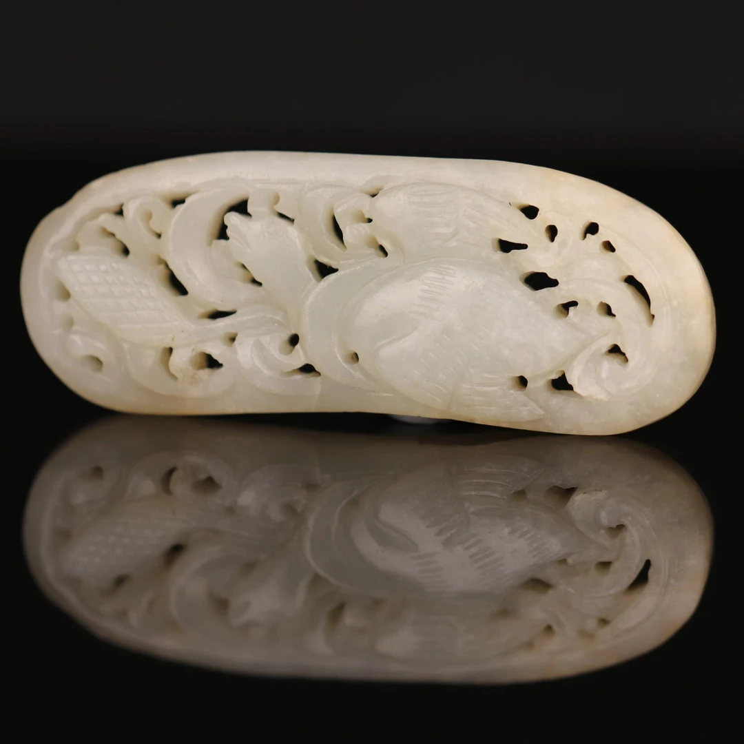 【古董 】14、明代  和田玉天鹅唌穗辅弼