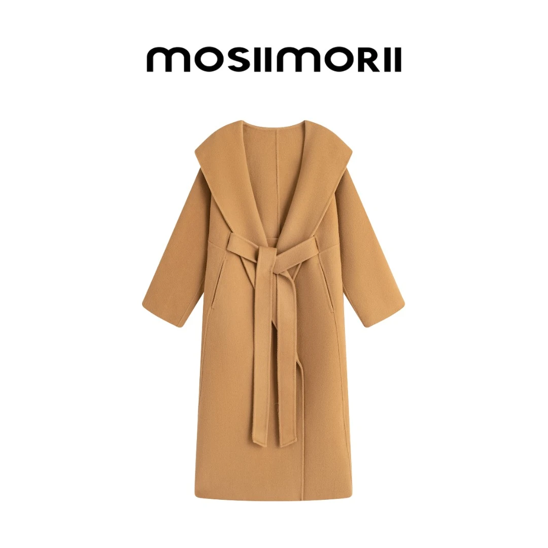 交个朋友【勒斯酒庄】100%羊毛毛呢翻领时尚中长款轻奢大衣外套