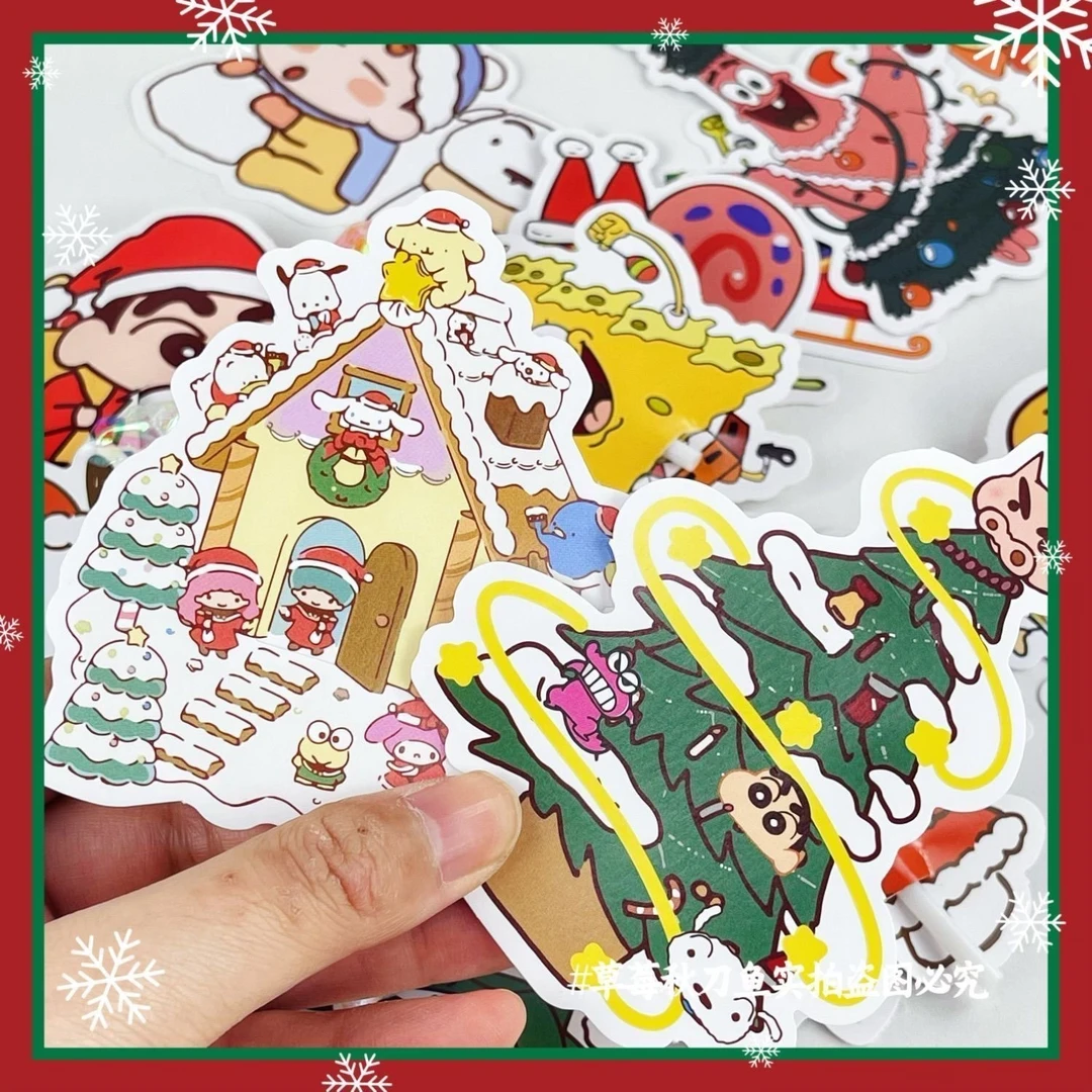 ins可爱蜡笔小新圣诞限定卡纸棒棒糖装饰卡纸圣诞卡纸棒棒糖卡纸