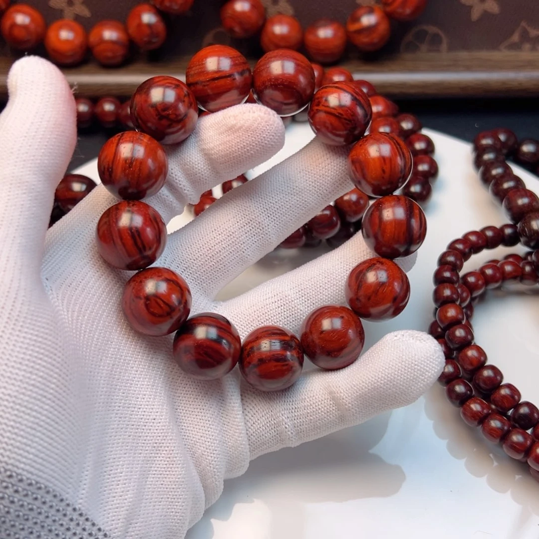 手串/手链小叶紫檀芭**朗原生态18顶泥 芝麻点黑飘红老料