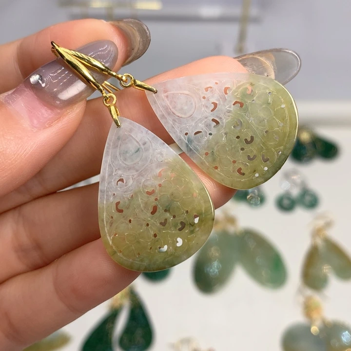 翡翠银S925镶嵌耳饰耳饰
