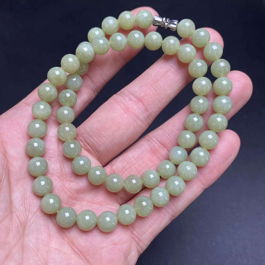 W90 天然和田玉晴水妈妈链项链8mm＋ 多样性发一