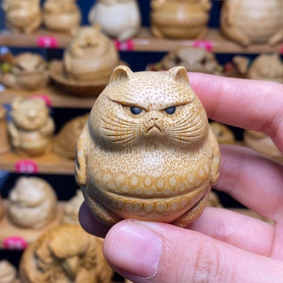 竹招财猫竹雕精工制作
