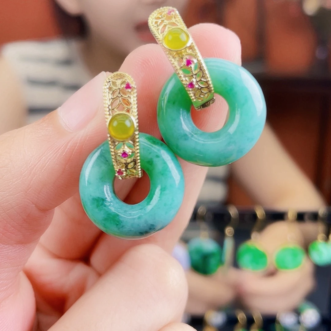 翡翠未镶嵌耳饰饰品