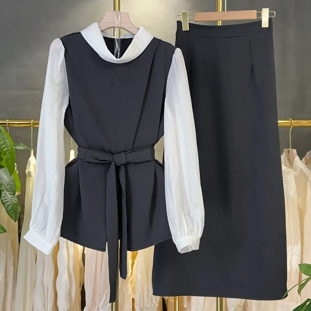 【RG5527】2025年新款显瘦气质长袖时尚设计师轻奢百搭休闲两件套