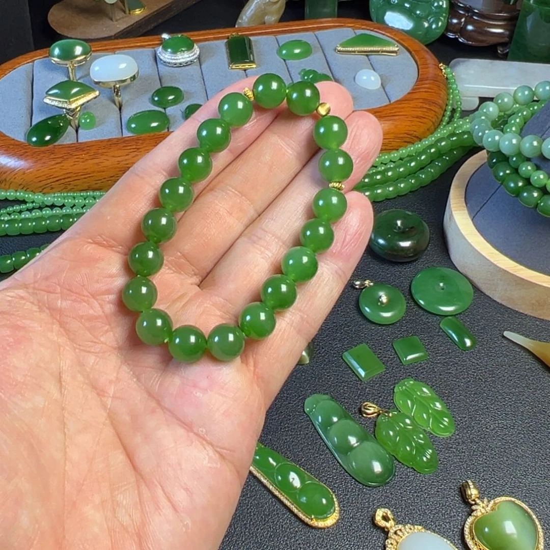 和田玉18K金镶嵌手链