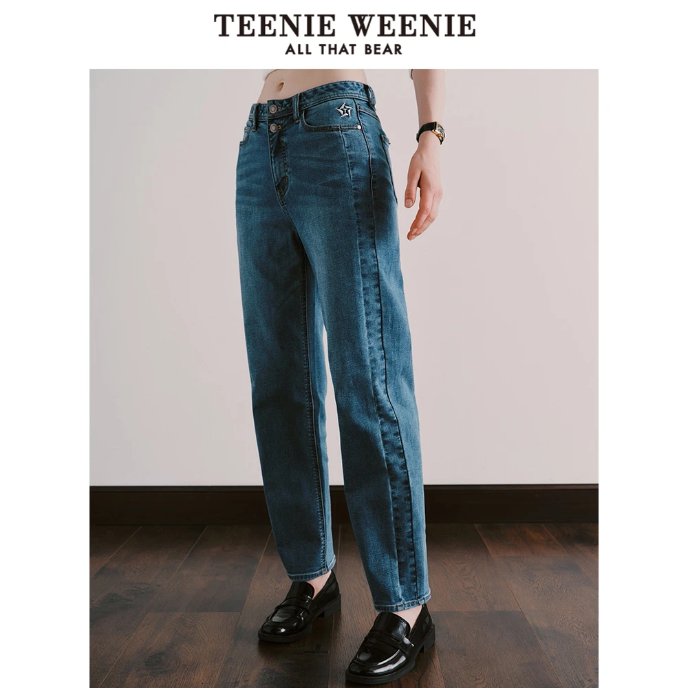 【女装优选KY】小熊简约时尚牛仔裤休闲烟管长裤老爹裤TTTJ238C06I