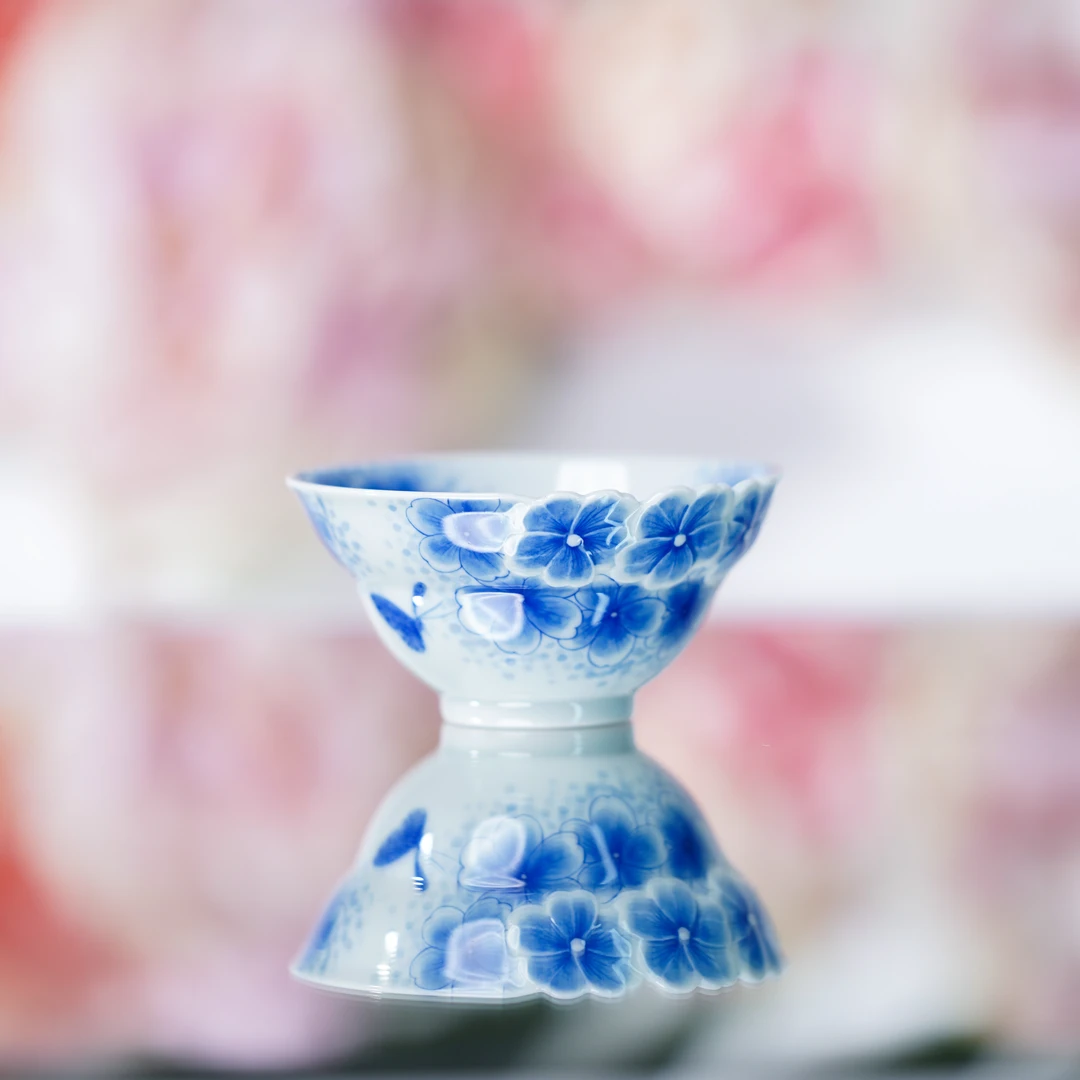 青花独妙  樱花杯  品茗陶瓷纯手工茶具饮 DMFH007 银
