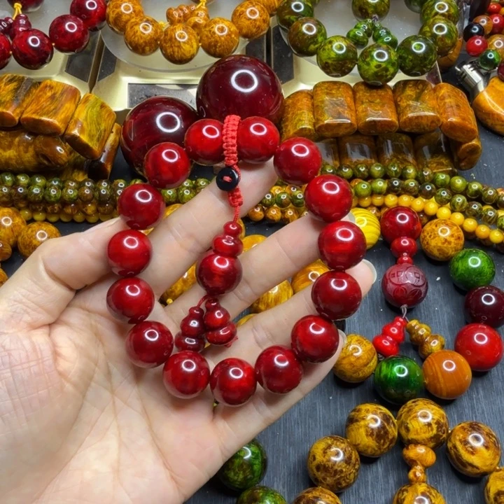 松木琥珀木文玩手串