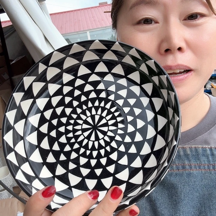 高温陶瓷几何款汤盘瑕疵明显款
