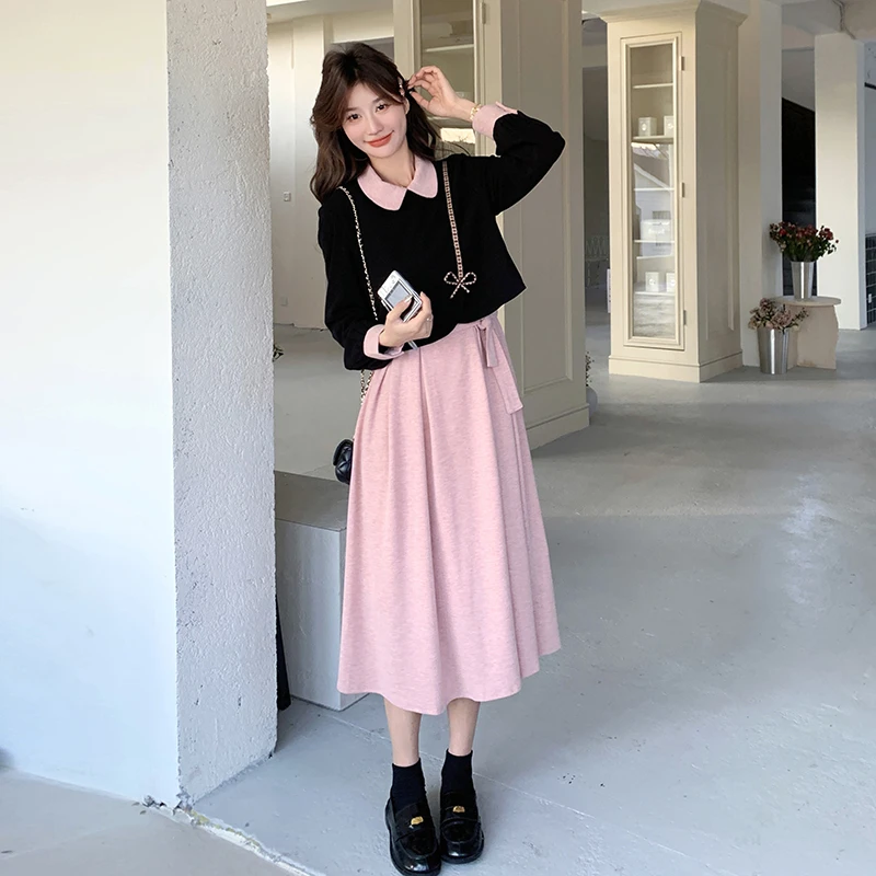 韩系温柔风穿搭两件套春秋女2025新款气质千金感小香风背心裙套装