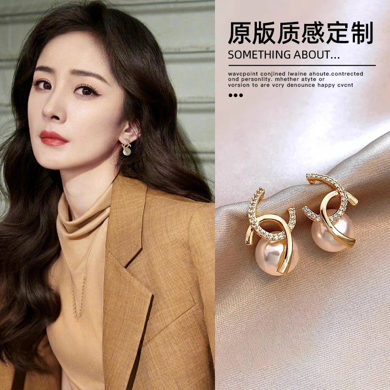 合金莫桑石耳饰 珍珠耳环女轻奢高级感气质大气耳钉新款2025爆款
