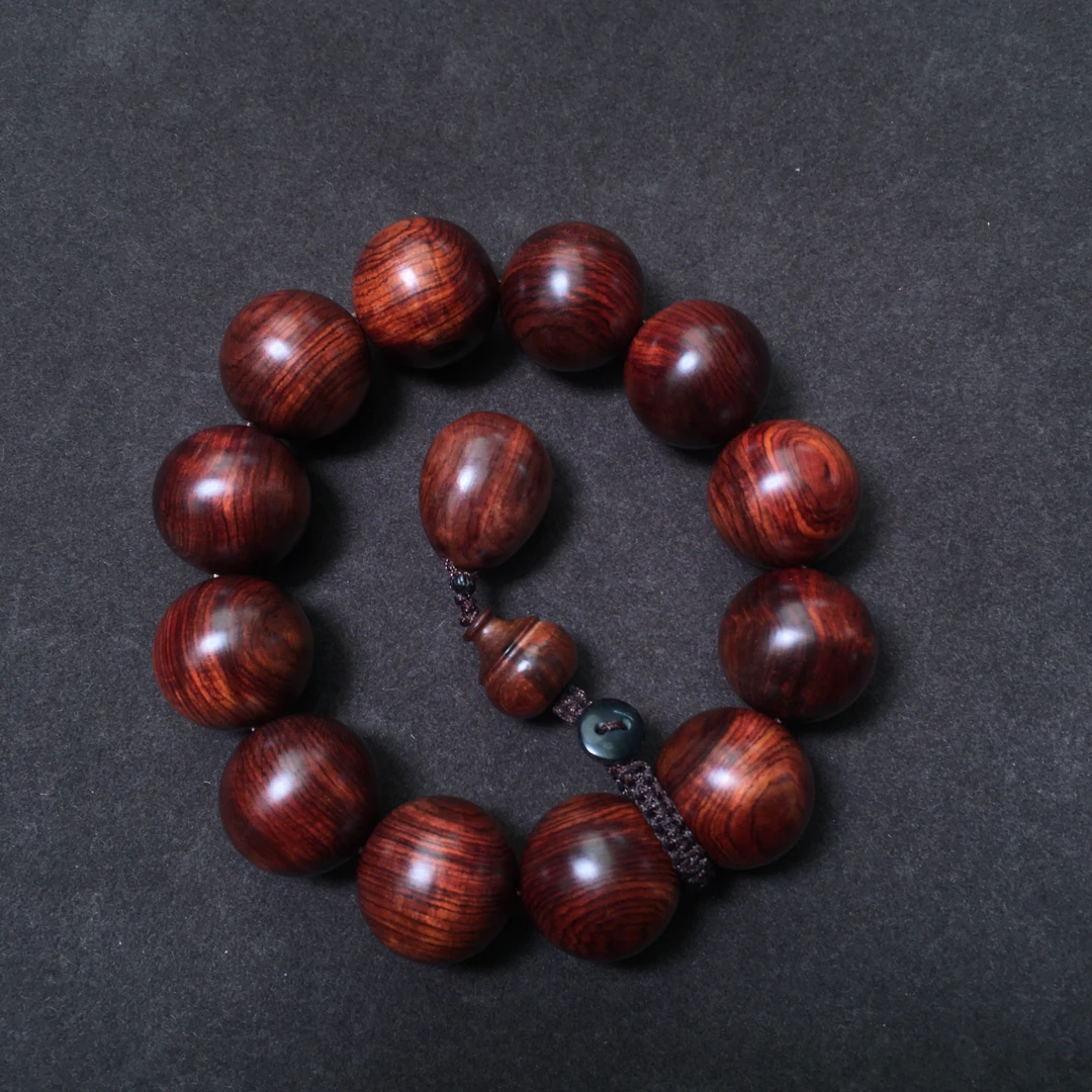 【一物一拍】XJ007海南黄花梨油梨多彩2.0顺纹黑线手串