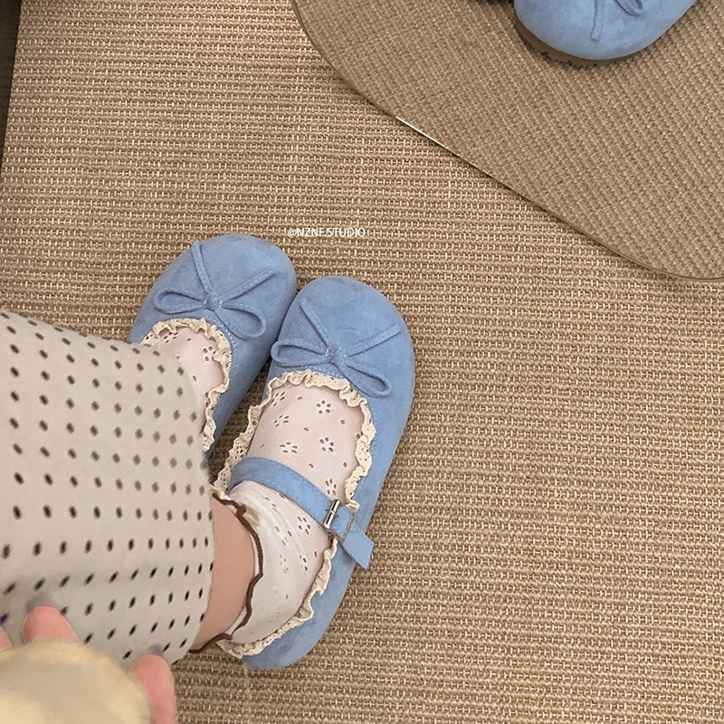 南在南方芭蕾风圆头浅口平底单鞋女秋2025新款配裙子法式玛丽珍鞋