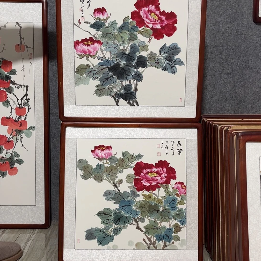 国画书画作品带框63×63