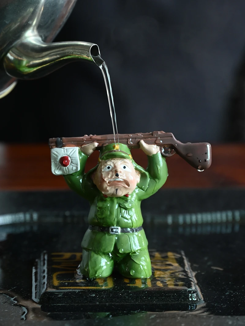 变色茶宠茶桌装家居饰品茶道手工创意个性可爱小日本下跪禅意摆件