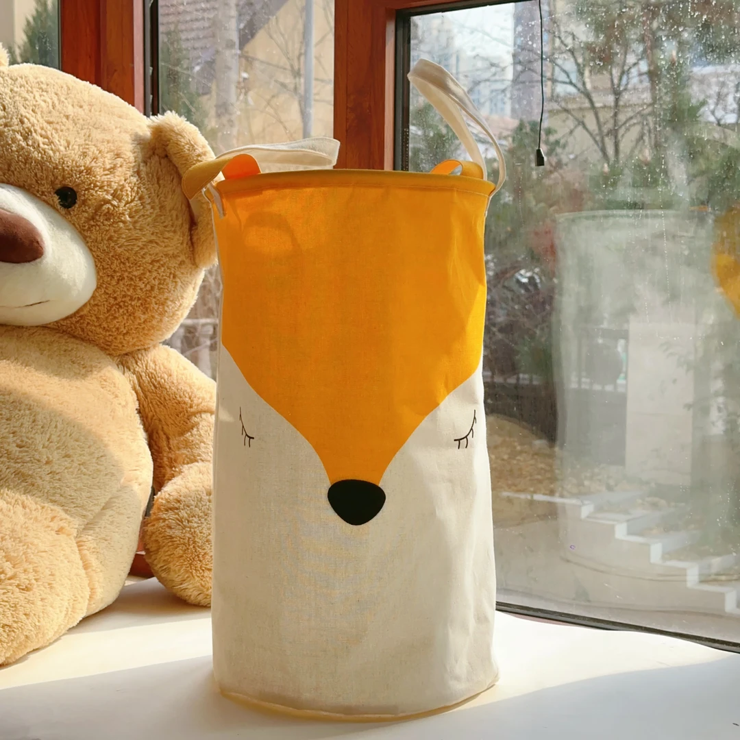 北欧狐狸家用可折叠脏衣收纳筐杂物玩具收纳筐 直径33*高45cm