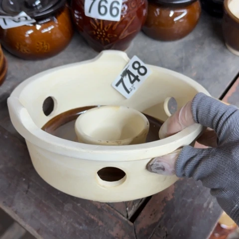 泥塑磁州窑出口尾货围炉口径20高7.5