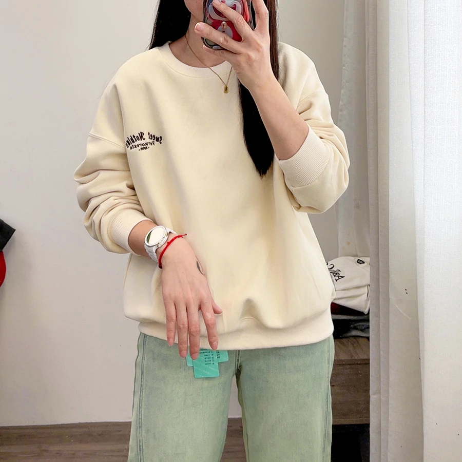 慵懒风卫衣女新款美式复刺绣气质时尚休闲宽松上衣DY3310