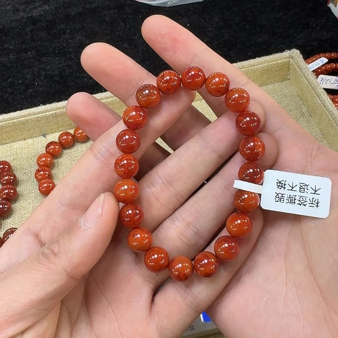 南红玛瑙手链未镶嵌R****Q原矿南红手串9mm➕皮皮纹