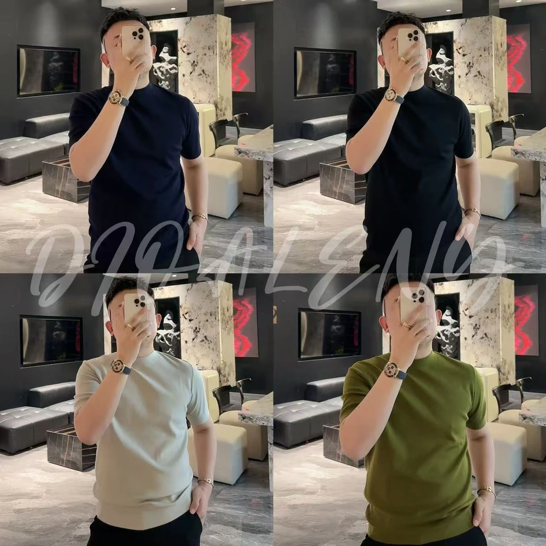 【帅老板】1156秋冬轻奢男士绵羊毛净版圆领短袖