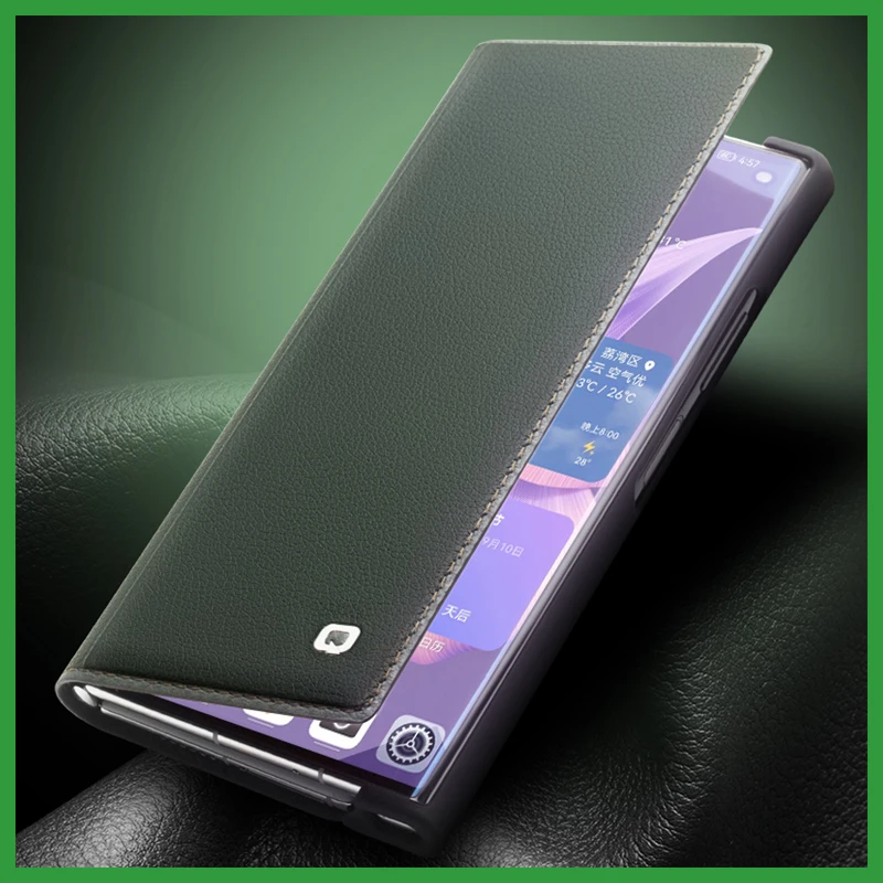 适用华为matexs/2头层牛皮保护套全包商务款超薄轻奢真皮支架皮套