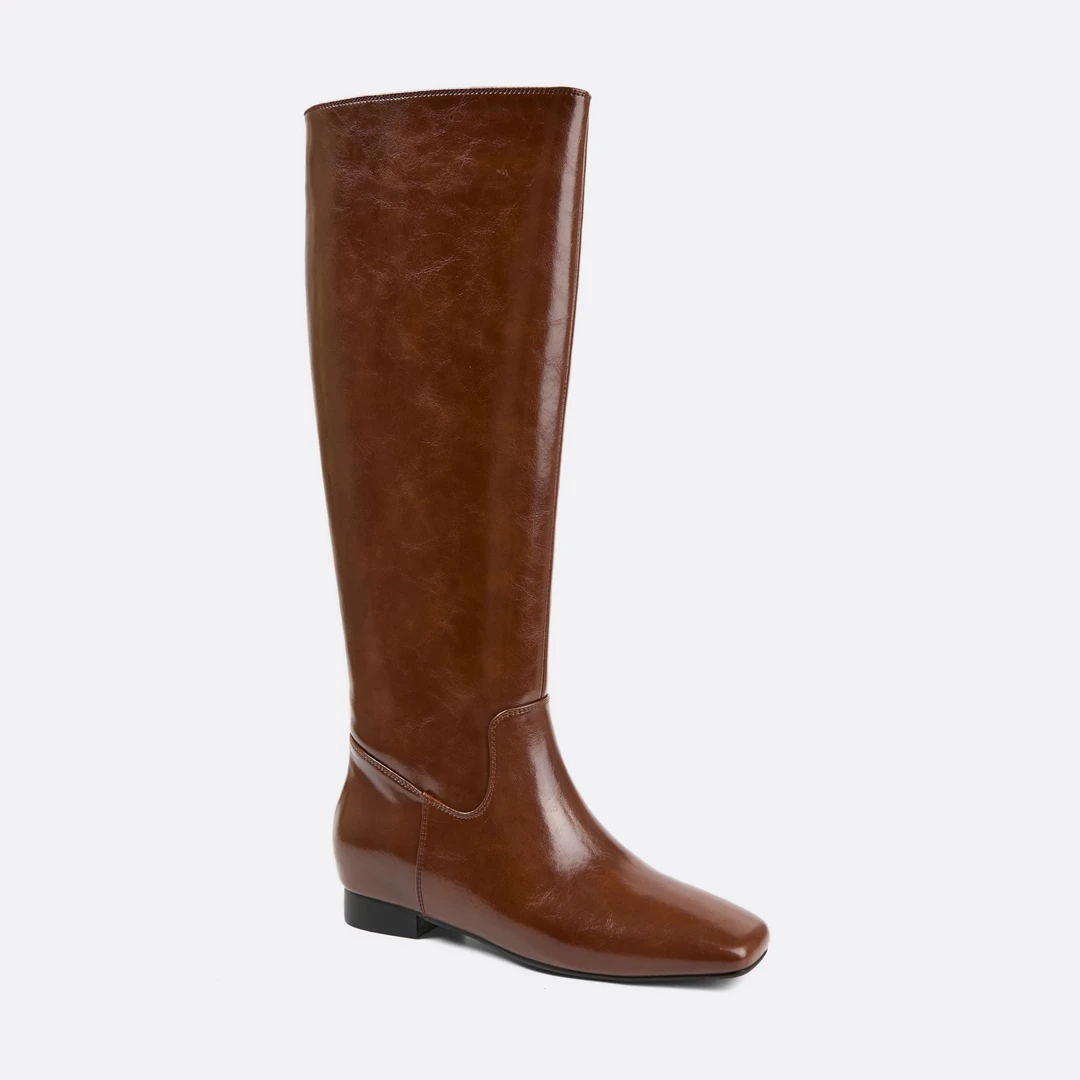 【QLY】—高级长筒慵懒风时尚宽筒小众百搭方头宽筒骑士靴908-990