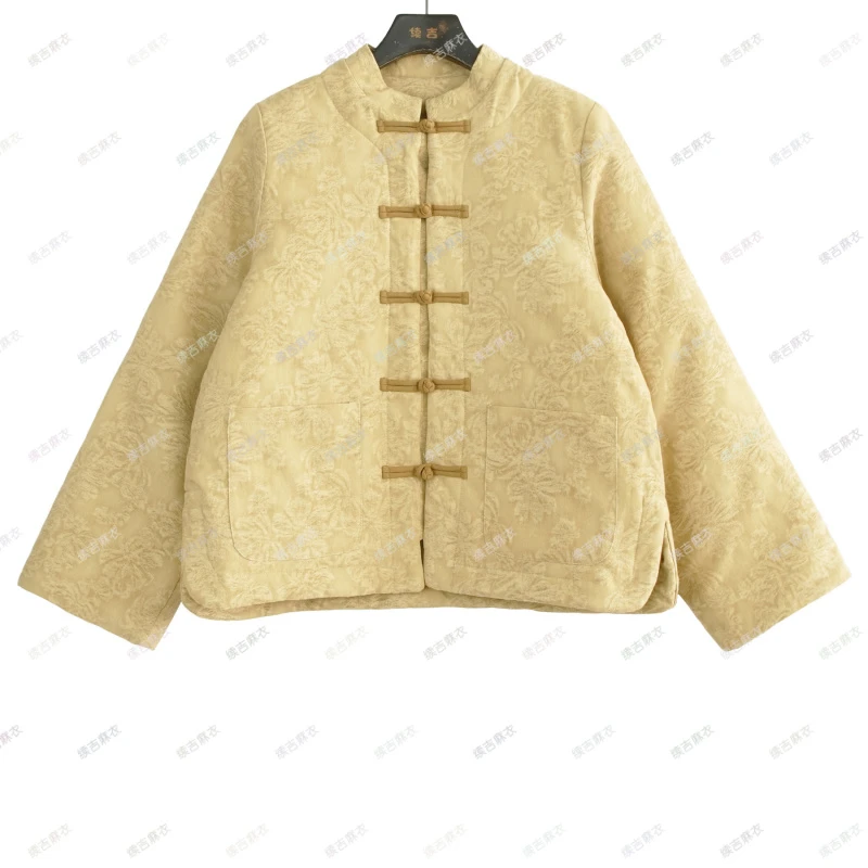 原创设计24-2029【花念伊人】盘扣立领文艺中式复古提花加厚棉衣