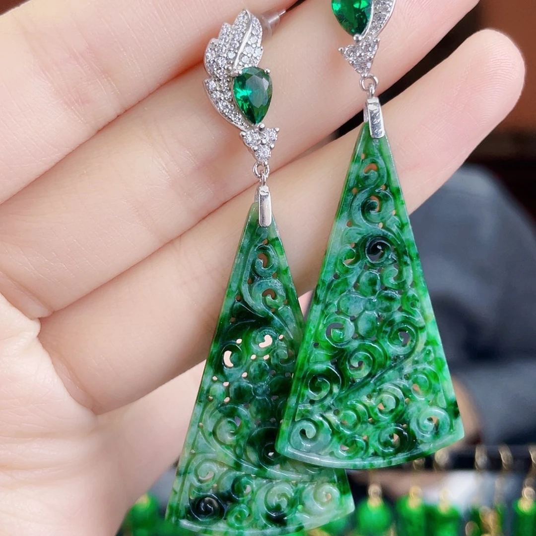 翡翠银S925镶嵌耳饰