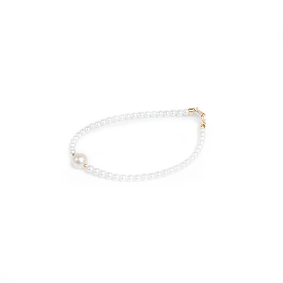 【大D】海水羽皇金+淡水强光小米珠路路通手链/羽皇金6-7MM